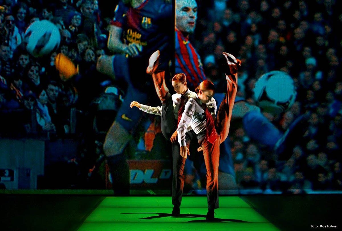 Cesc Gelabert durant una coreografia dels gols del Barça