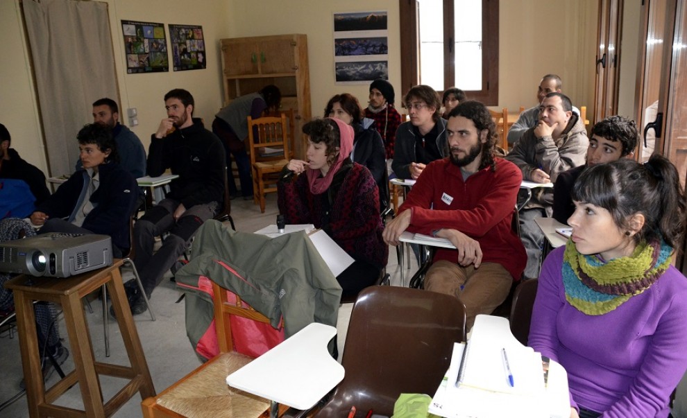 Una pastora amb el seu ramat en un prat del Pirineu