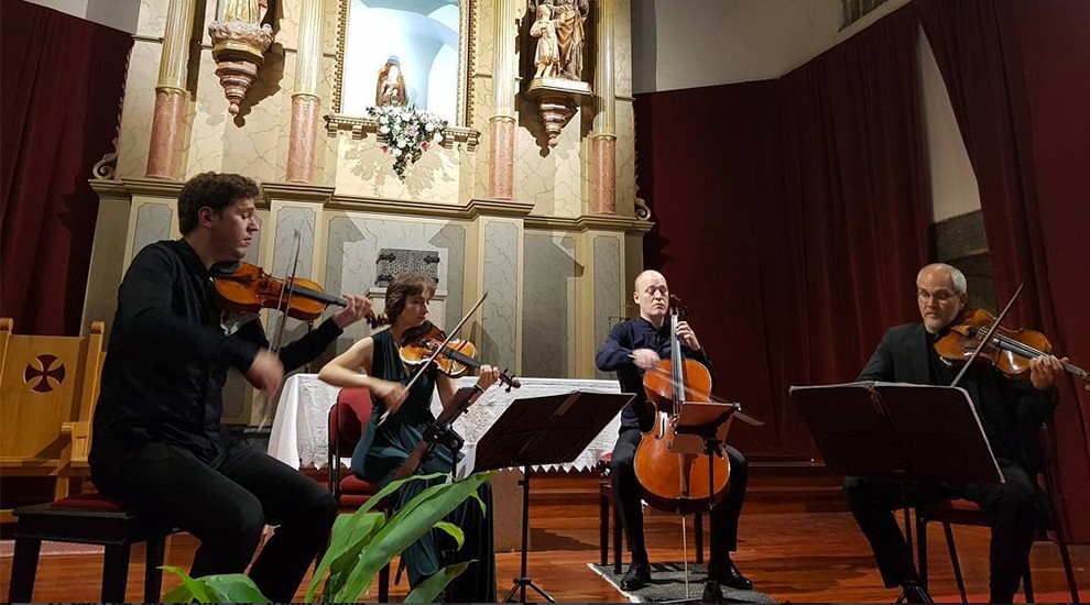 Imatge de l'actuació del Quartet Casals a l'església de Rialp