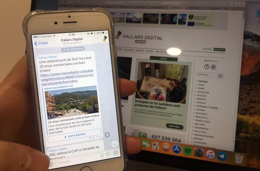 Pallars Digital acosta la informació als usuaris de Telegram