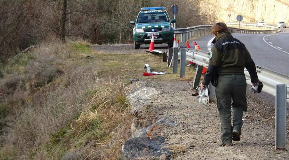 Els Agents Rurals inspeccionant la zona de l'accident