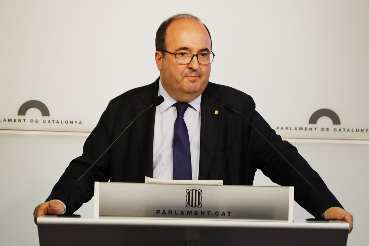 El líder del PSC, Miquel Iceta, en roda de premsa