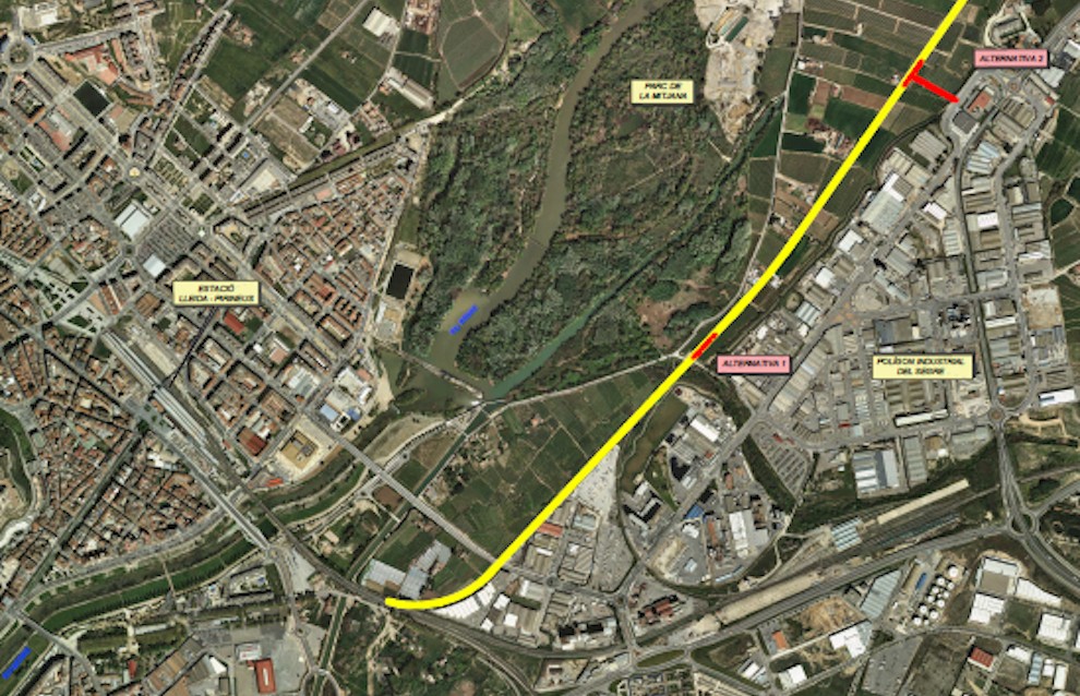 Ortofotomapa de la zona on es vol col·locar un nou baixador