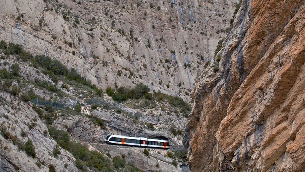 El tren de la Pobla en el seu recorregut pel Montsec