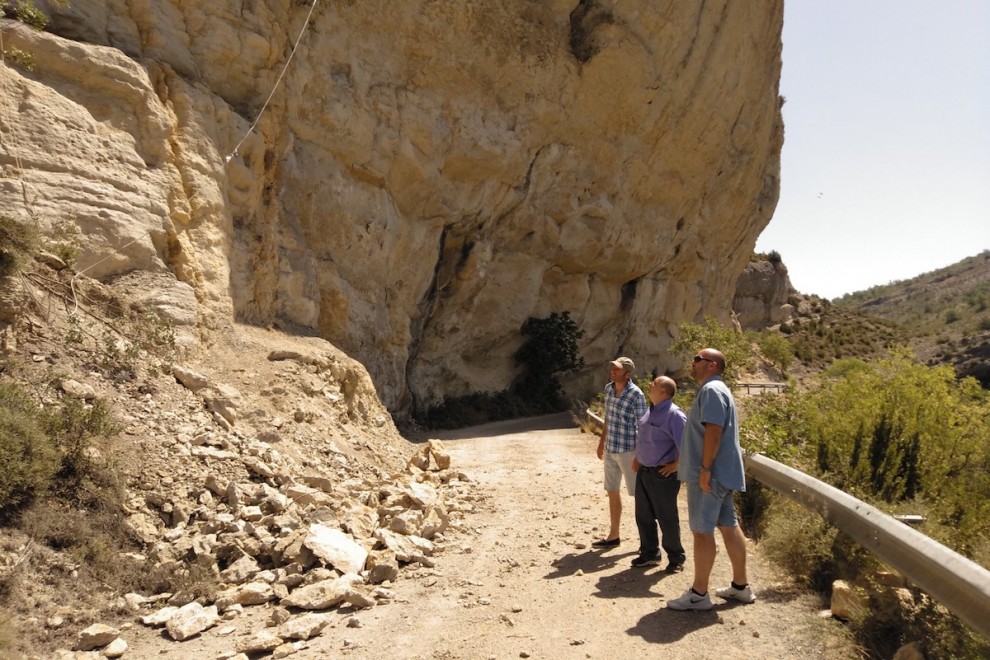 Navarra, Fondevilla i Baró visitant les obres a la carretera d’accés a Mont-rebei