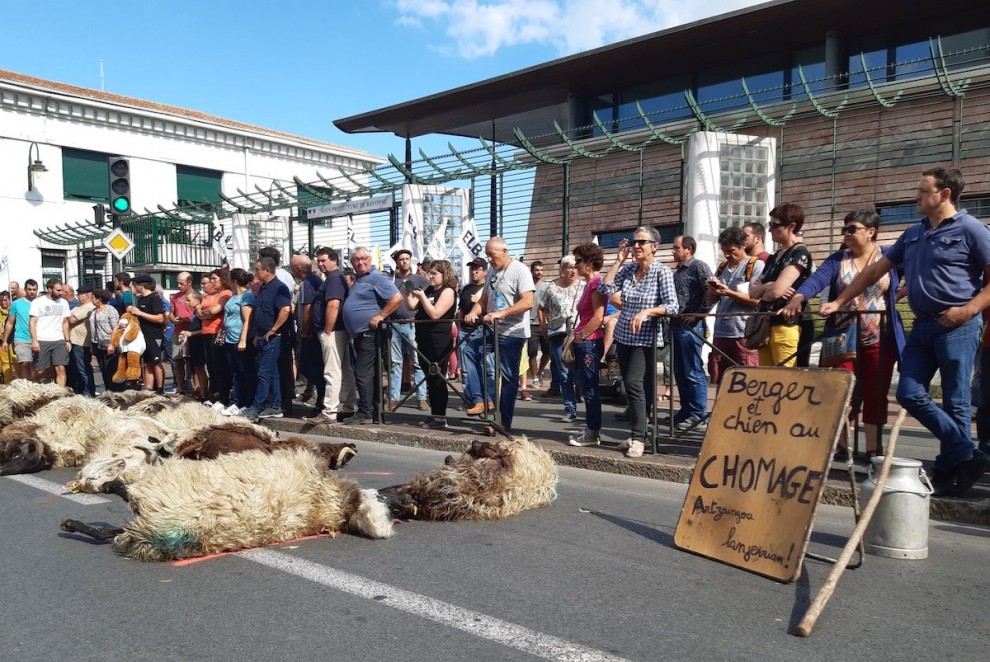Imatge de la protesta dels ramaders a Baiona