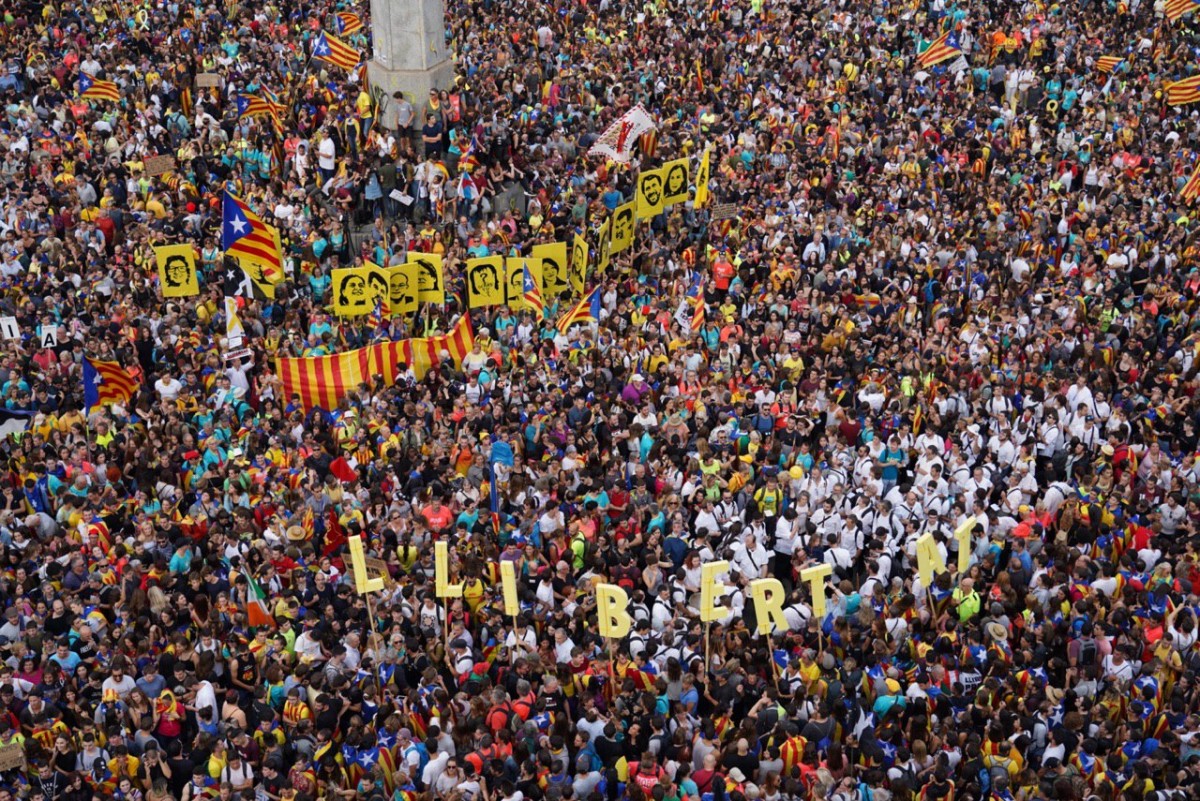 Manifestació a Barcelona per la vaga general del 18-O