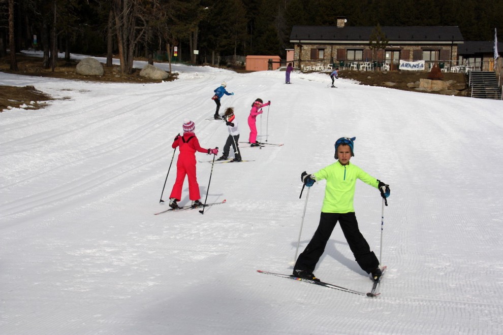 Alumnes practicant l'esquí nòrdic aquest dilluns