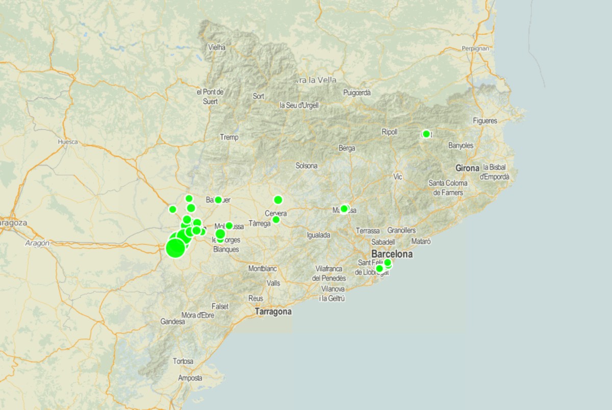 Mapa de Catalunya amb els possibles casos de nous brots.