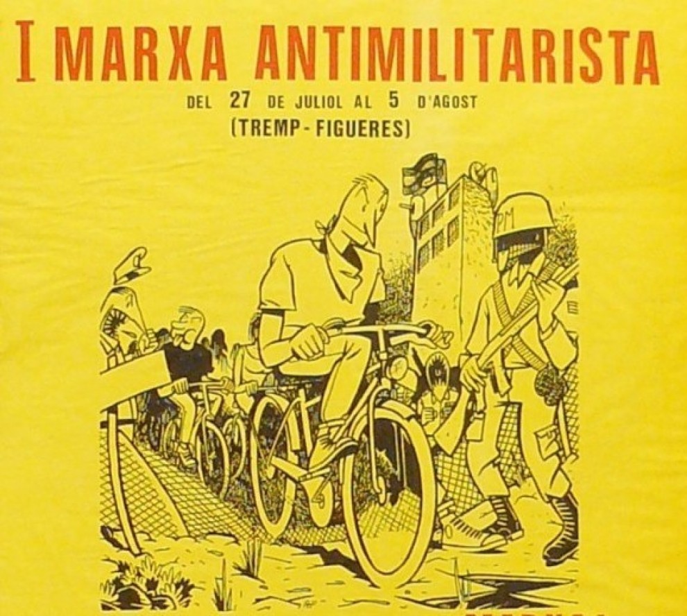 Detall del cartell de la Ia Marxa Antimilitarista Tremp-Figueres