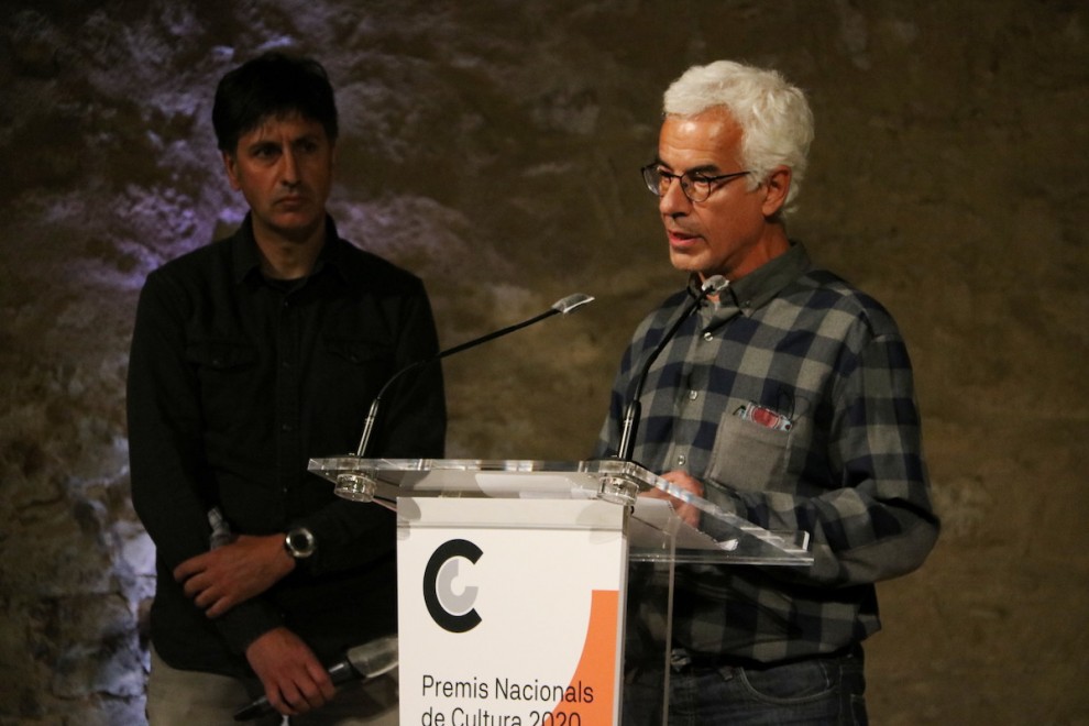 El director del Centre d'Art i Natura de Farrera, Lluís Llobet, durant el seu discurs