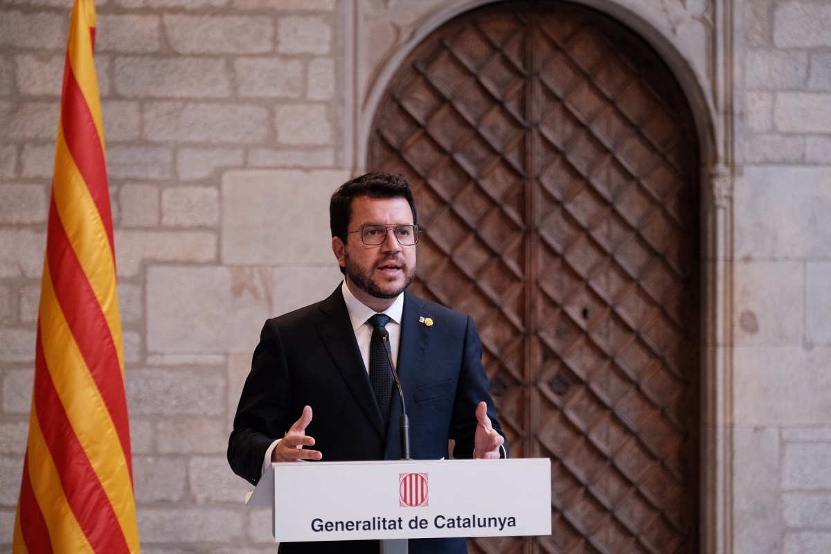 El president Pere Aragonès, al Palau de la Generalitat