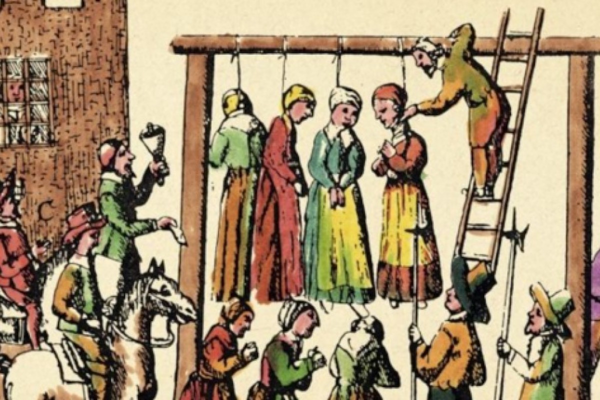 Representació d'una execució de suposades bruixes (Font: Universitat d'Edimburg)