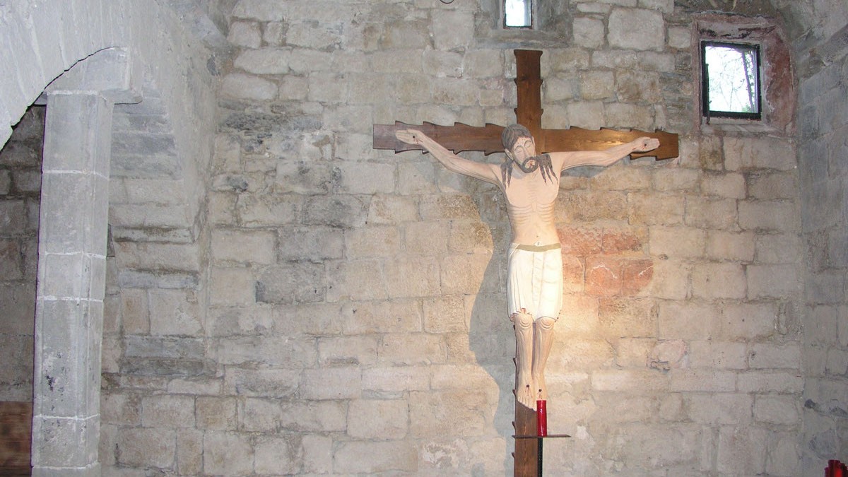 Imatge del Sant Crist de Mur, instal·lat a la col·legiata