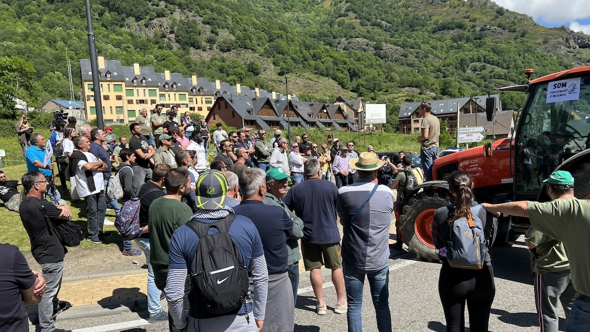 Uns 200 pagesos tallant l'N-230 a Bossòst aquest dilluns