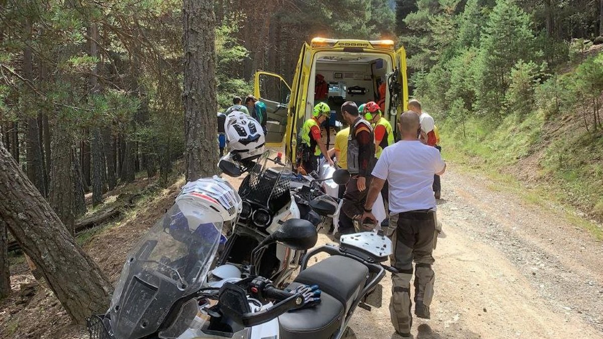 Imatge del rescat d'un motorista a Espot el passat divendres