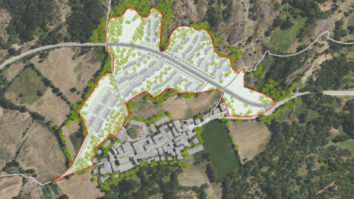 Plànol amb la superfície que ocuparia la nova urbanització de Sorpe