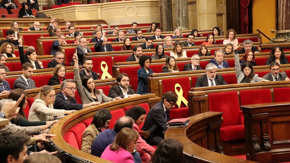 Moment de la votació de la llei al Parlament aquest dimecres