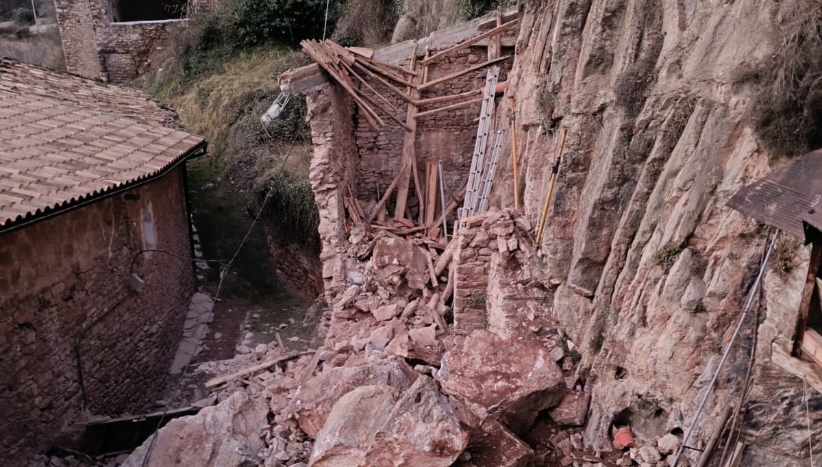 Imatge de la zona afectada per la caiguda de roques