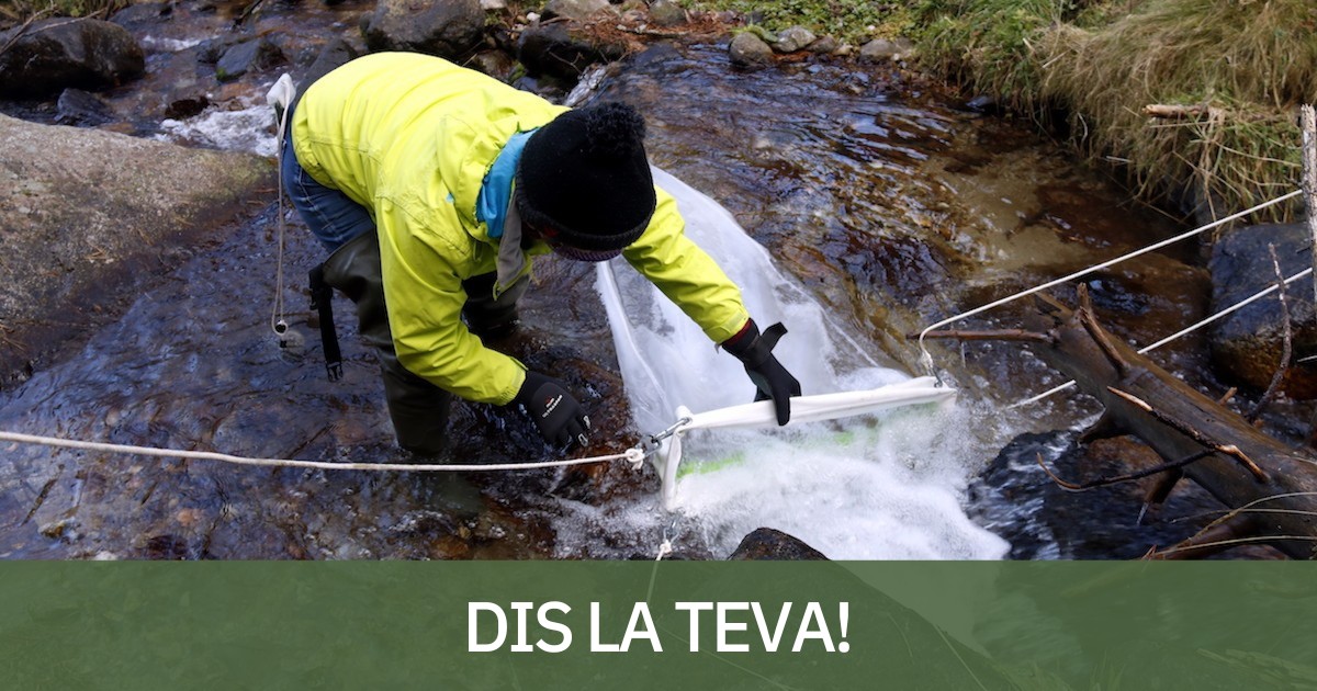 Un tècnic agafant mostres d'aigua d'un riu