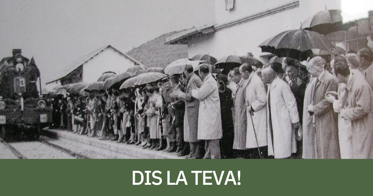 Arribada del ferrocarril a la Pobla l'any 1951