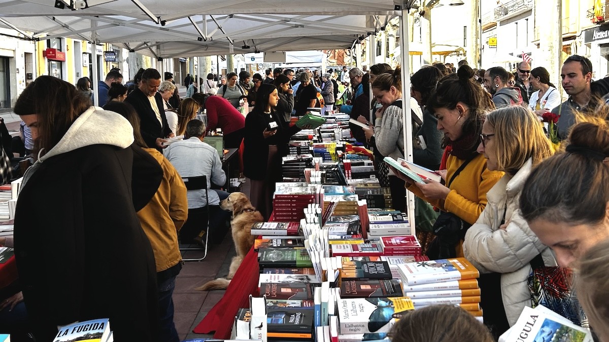 Una parada de llibres a Tremp durant la diada de Sant Jordi