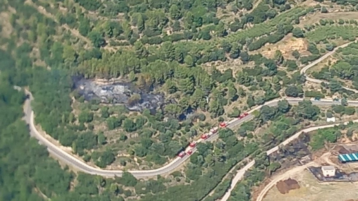 Vista aèria de l'afectació de l'incendi