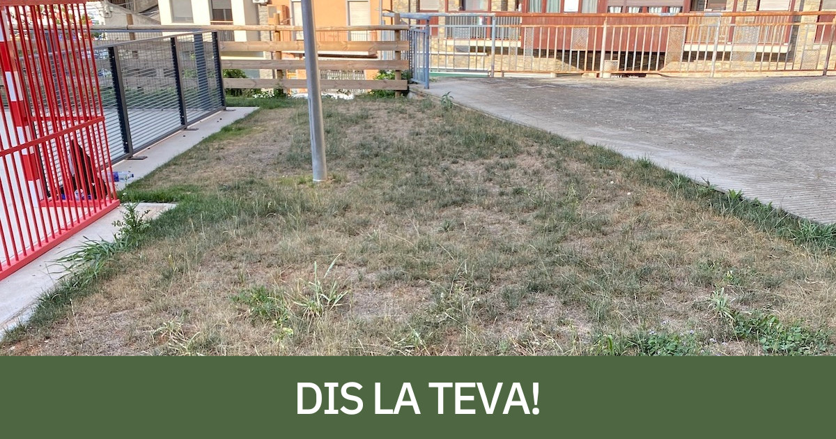 Estat en què es troba la pista esportiva de la Solana de Sort.