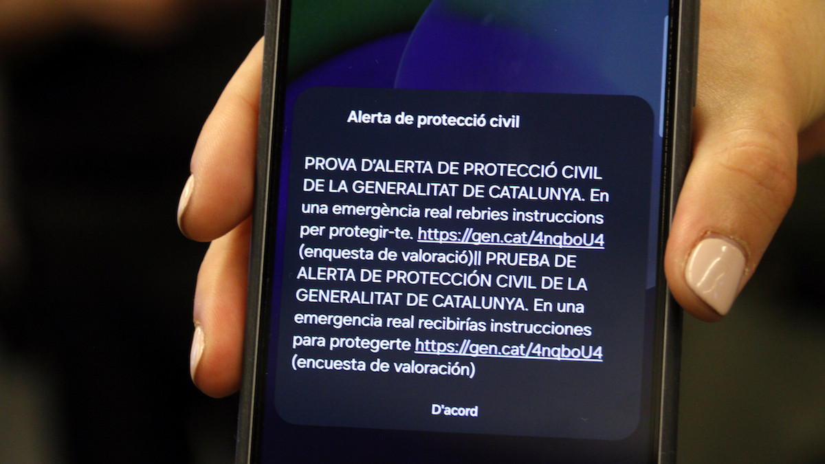 Detall del missatge rebut en la majoria de telèfons mòbils