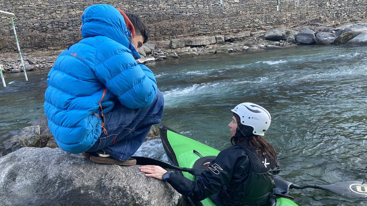 Equip tècnic de l'AE Pallars durant un entrenament a la Noguera Pallaresa