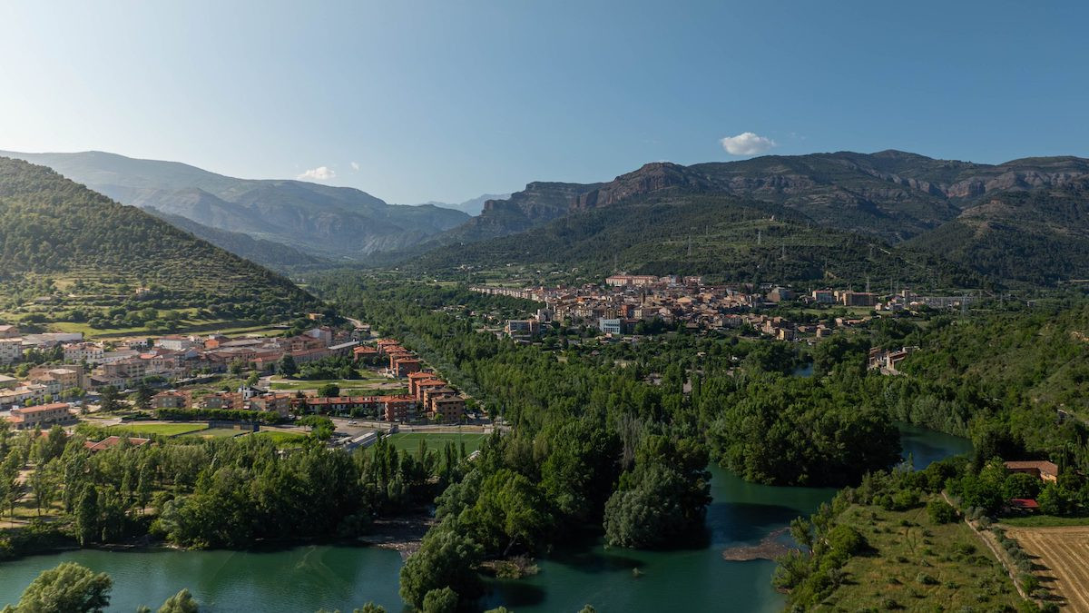 Imatge de la Pobla de Segur a vista d'ocell