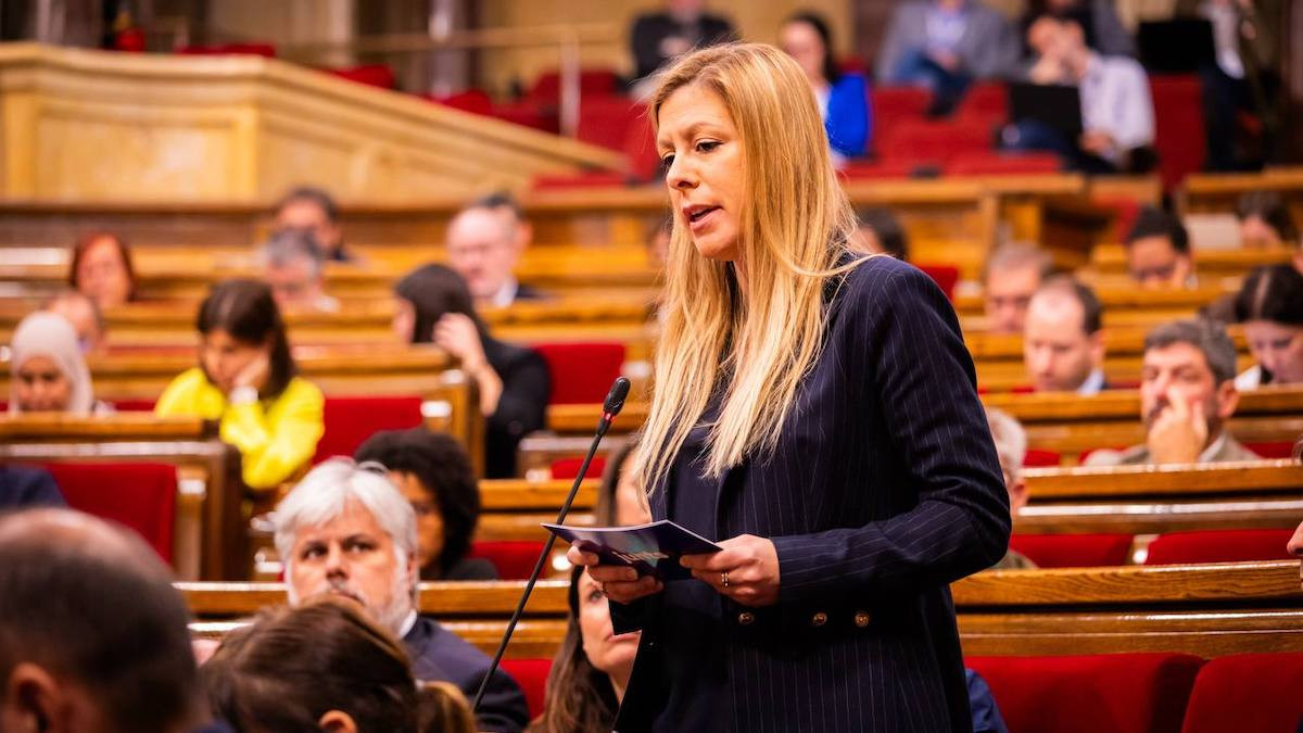 Jeannine Abella durant la seva intervenció al Parlament