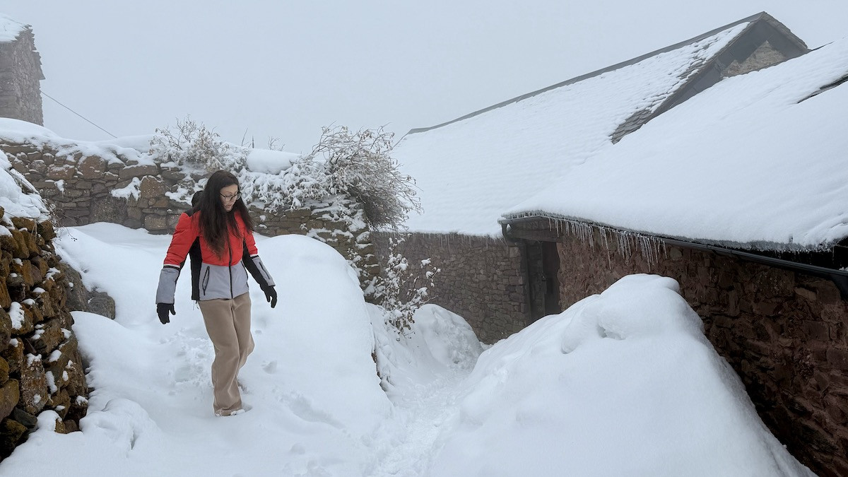 Més d'un metre de neu als carrers de Rubió