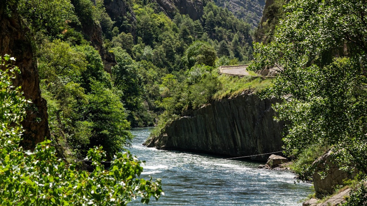 La Noguera Pallaresa al seu pas pel congost de Collegats