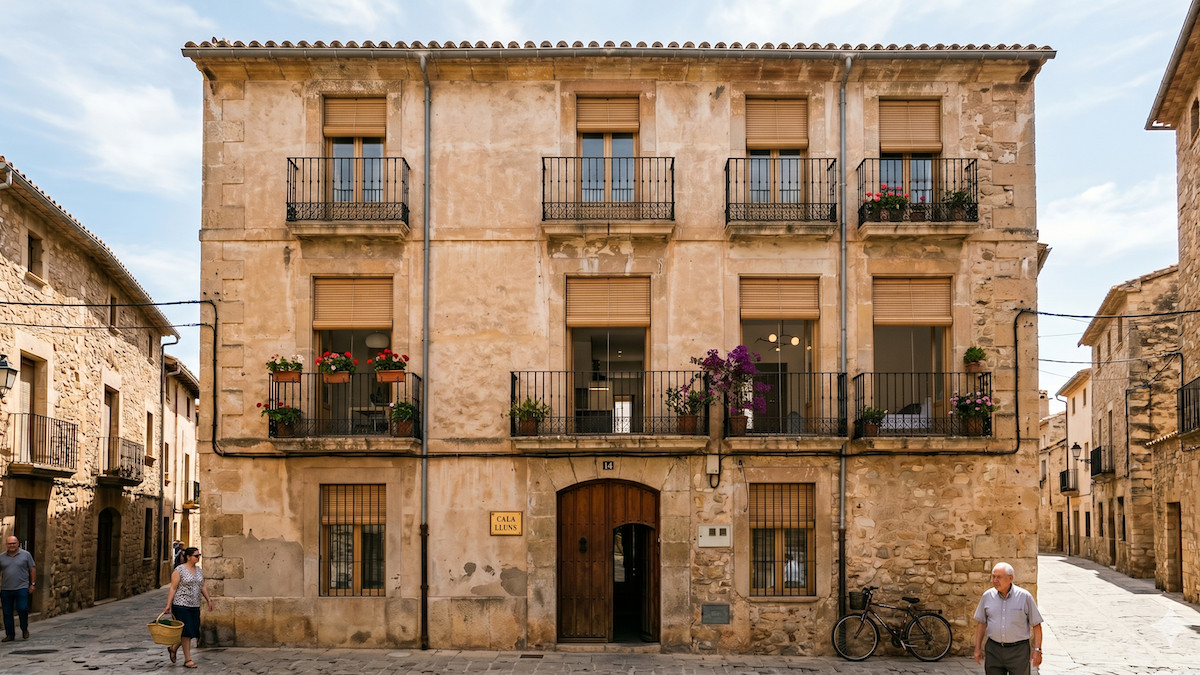 Un edifici amb persianes enrotllables