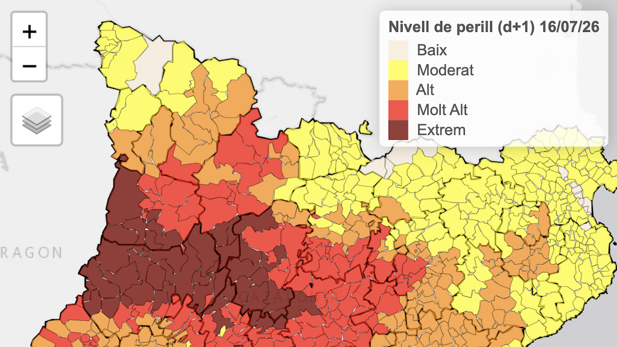 Mapa de perill d'incendi forestal a Catalunya